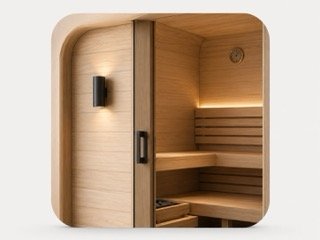Lys eg sauna interiør