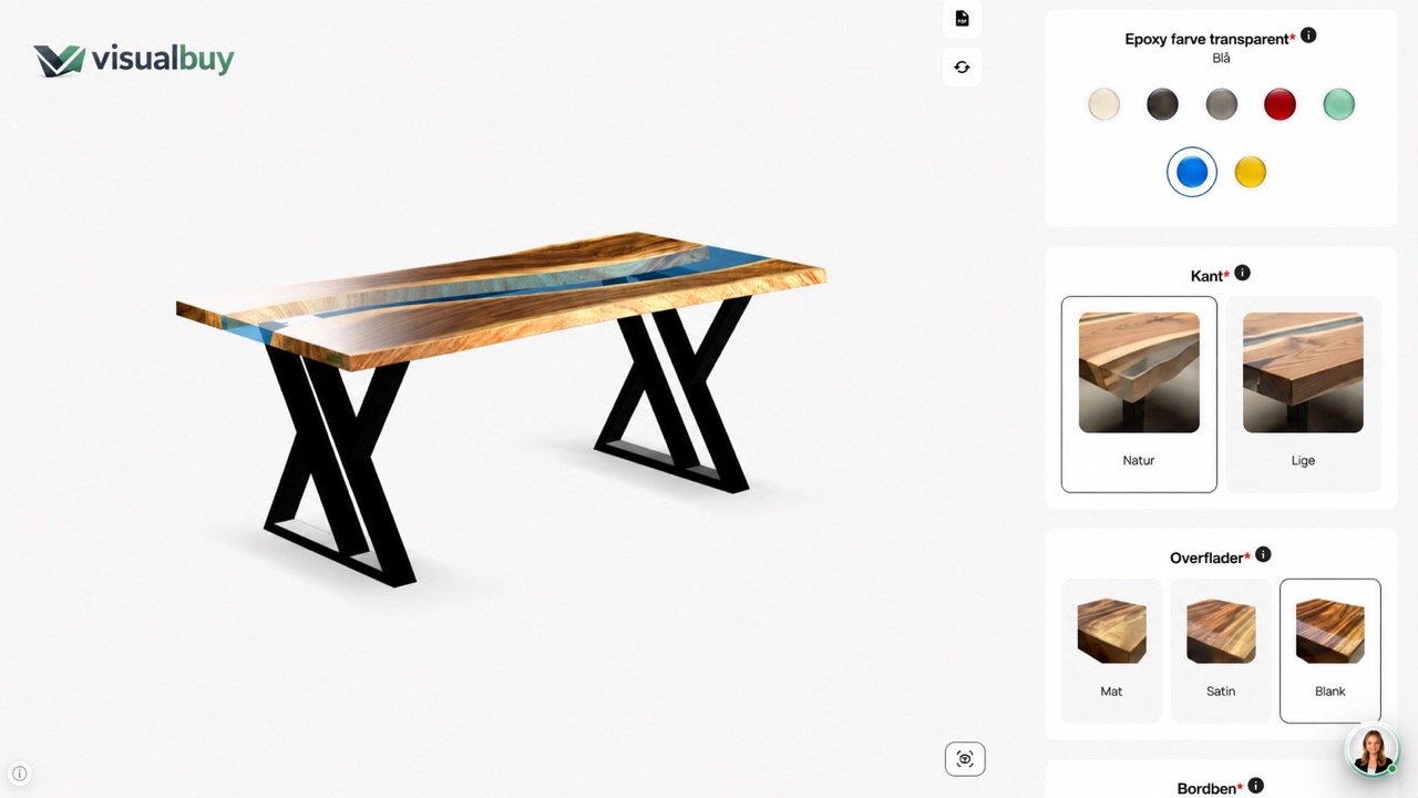 Konfigurator med epoxy bord og transparent epoxy