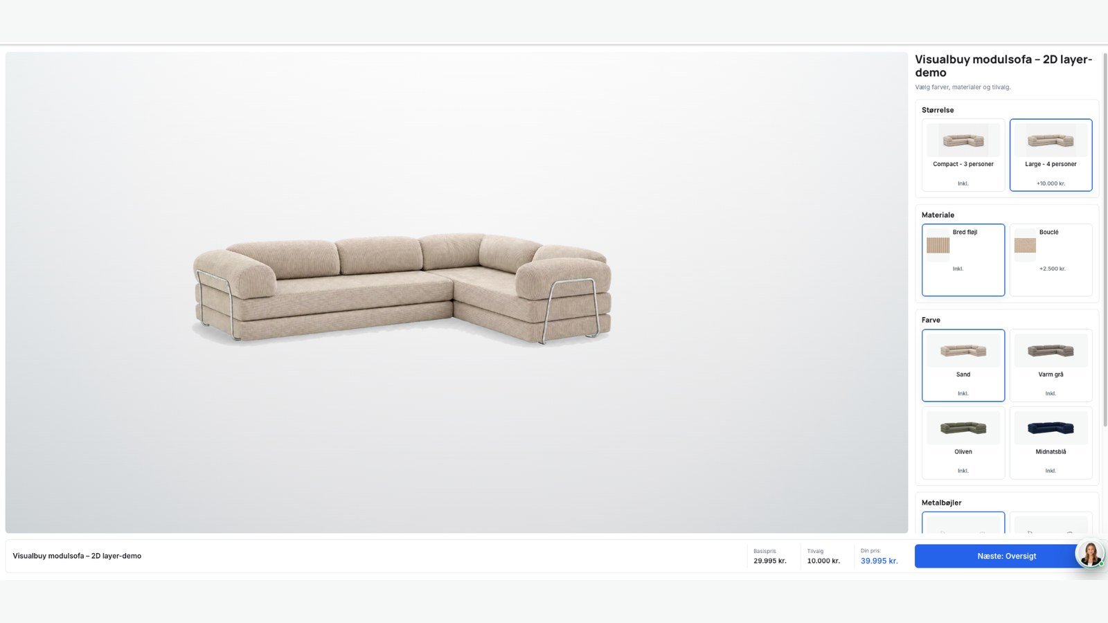 2D-konfigurator til modulsofa
