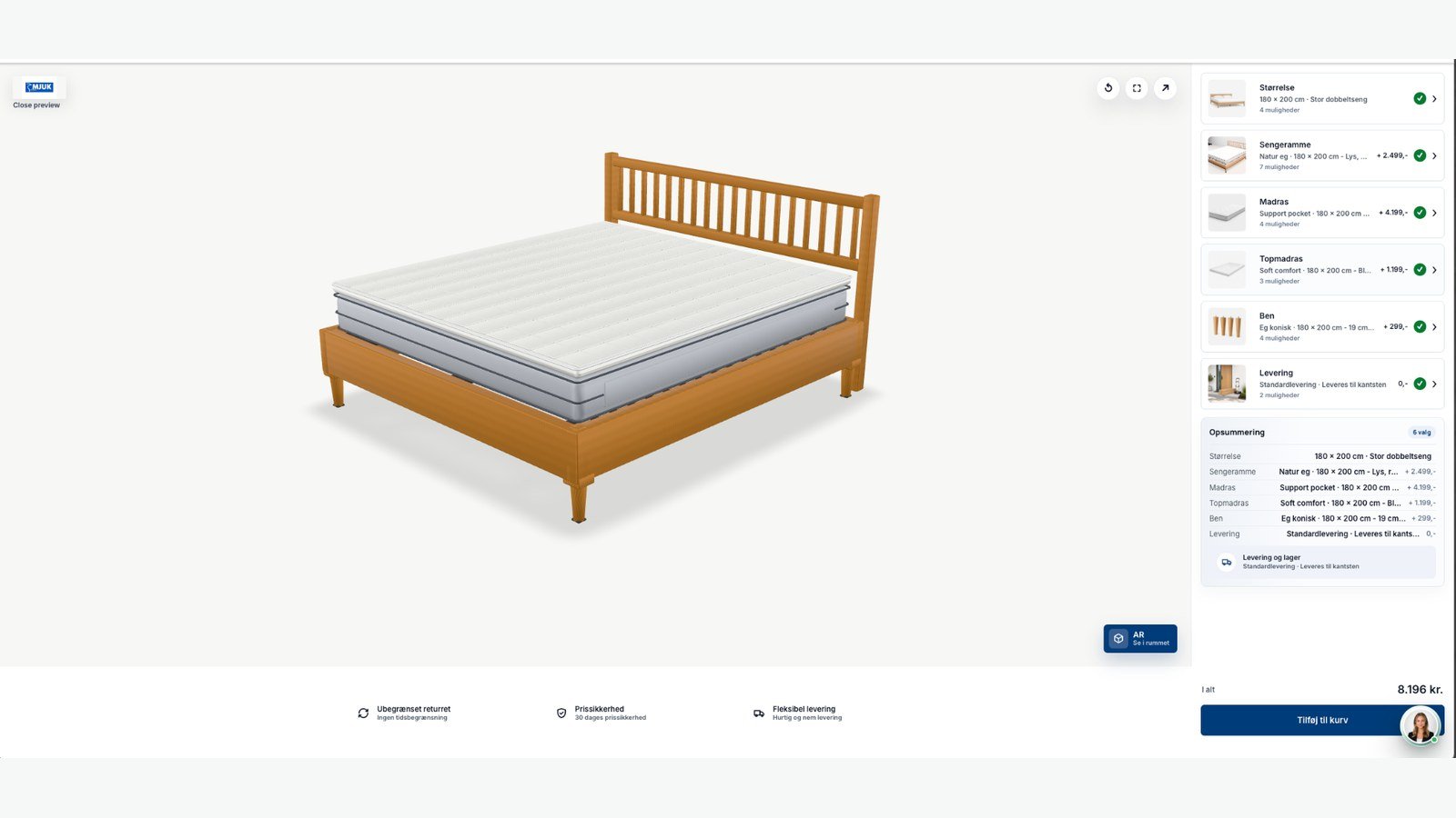 3D-konfigurator til senge koblet til webshop
